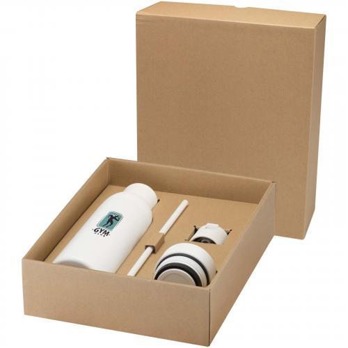 Illuminate 650 ml RCS gerecyclede dubbelwandige roestvrijstalen waterfles met 3-delige dekselset