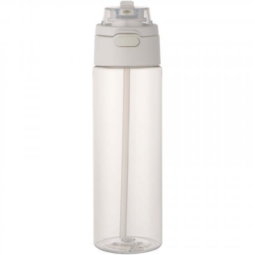 Theron 700 ml RCS-waterfles van gerecycled plastic met een deksel met dubbele functie en een uitklapbaar rietje