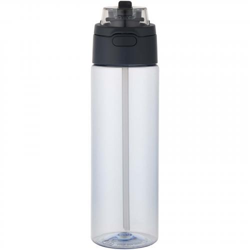 Theron 700 ml RCS-waterfles van gerecycled plastic met een deksel met dubbele functie en een uitklapbaar rietje