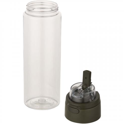 Theron 700 ml RCS-waterfles van gerecycled plastic met een deksel met dubbele functie en een uitklapbaar rietje