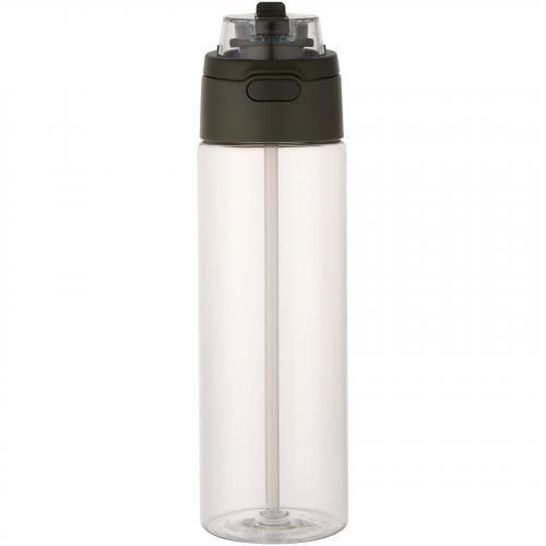 Theron 700 ml RCS-waterfles van gerecycled plastic met een deksel met dubbele functie en een uitklapbaar rietje