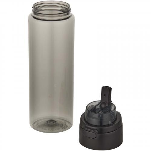 Theron 700 ml RCS-waterfles van gerecycled plastic met een deksel met dubbele functie en een uitklapbaar rietje