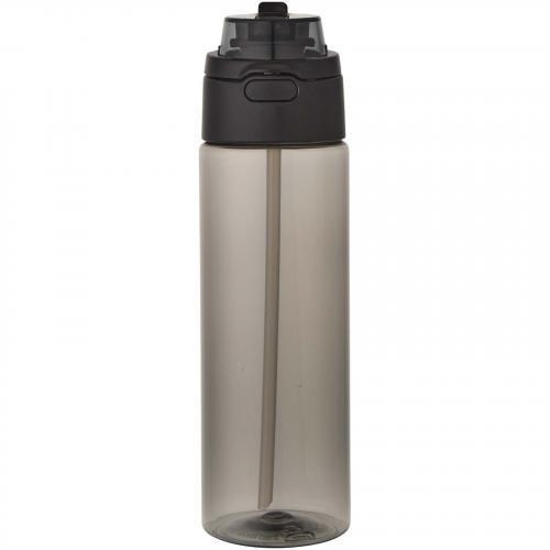 Theron 700 ml RCS-waterfles van gerecycled plastic met een deksel met dubbele functie en een uitklapbaar rietje