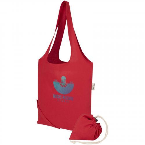 Madras blend 140 g/m² GRS-gecertificeerde, gerecyclede, opvouwbare katoenen draagtas, 7 liter