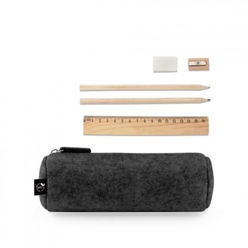 Multifunctionele etui van gerecycled vilt 100% rpet met liniaal potloden gum en puntenslijper Nomad