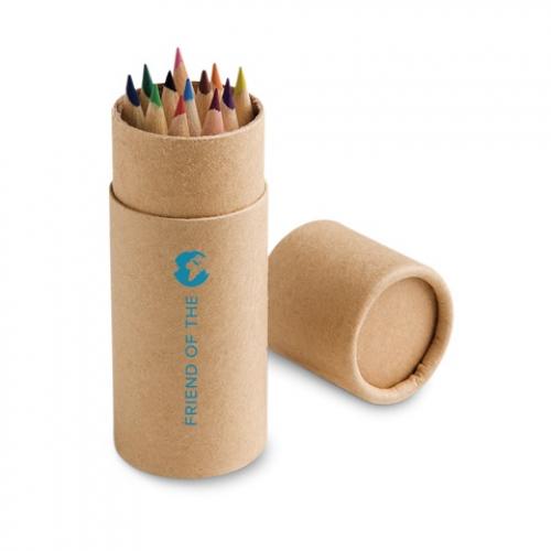 Potlodendoosje met 12 gekleurde potloden Cylinder