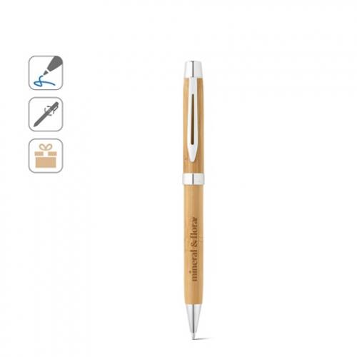 Bamboo ballpoint pen with clip and twist mechanism Bahia ii