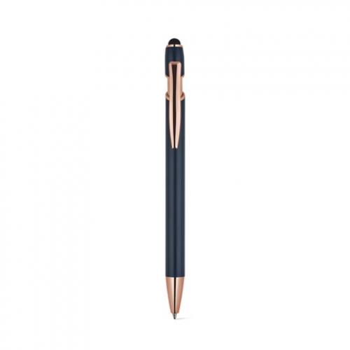 Balpen gemaakt van gerecycled aluminium 100% ral met een matte afwerking en blauwe inkt Neil rose