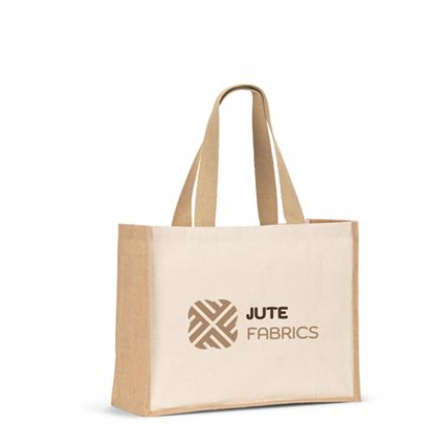 Canvas tas 320gm² met bodem en zijkanten van gelamineerd jute 350gm² in natuurlijke tinten Helsinque