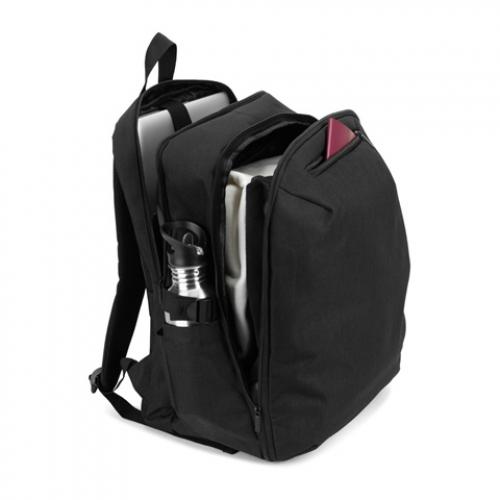 Backpack with one full opening compartment in high density 300d recycled polyester 16 Udine