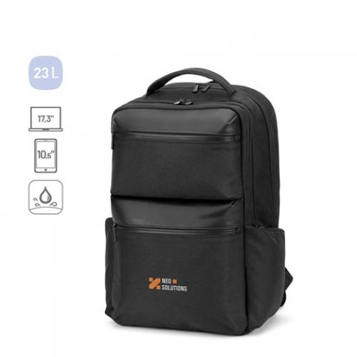 Waterrepellent recycled twill backpack with two large front pockets 173 Copenhagen