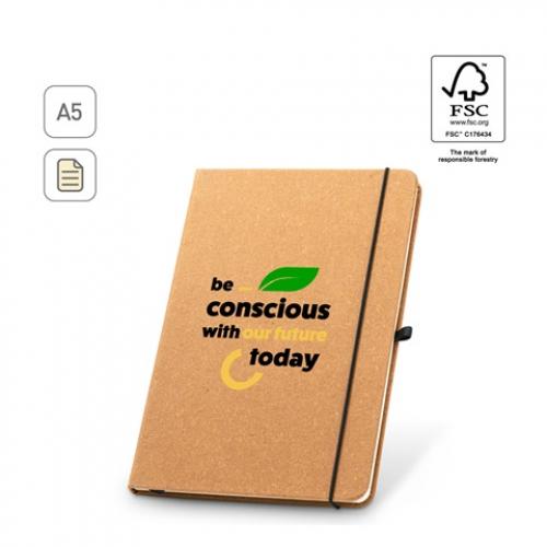 A5Notitieblok met harde kaft van leer 70% gerecycled met gelinieerde paginas Matisse