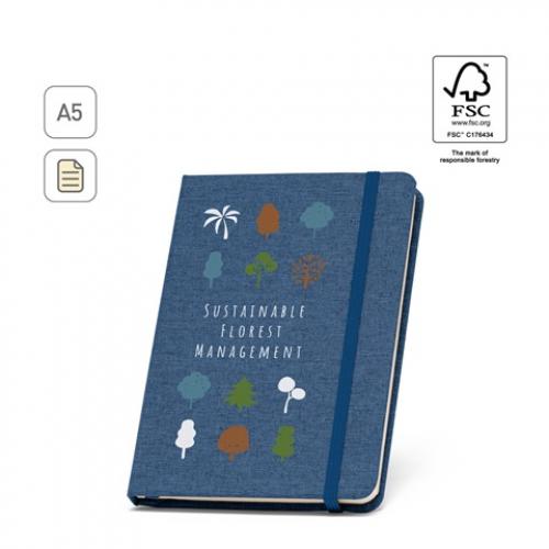 A5 notitieblok van gerecycled polyester 100% rpet met gelinieerde paginas Boyd