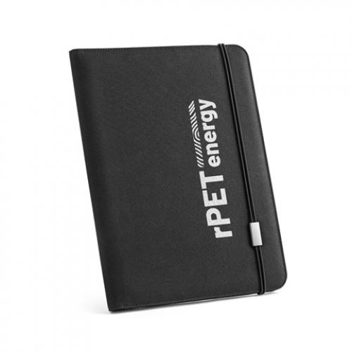 A4 map in gerecycled polyester 100% rpet 300d met elastische sluiting Emerge folder ii