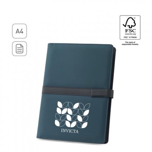 A4 folder in pu 50% recycled with magnetic closure and notepad with lined pages Sanderson folder