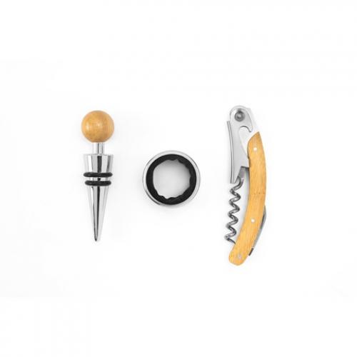 Wijnset van bamboe en roestvrij staal Savory