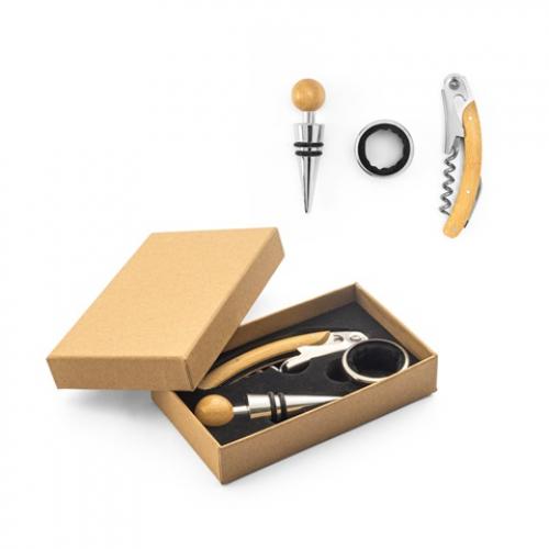 Wijnset van bamboe en roestvrij staal Savory