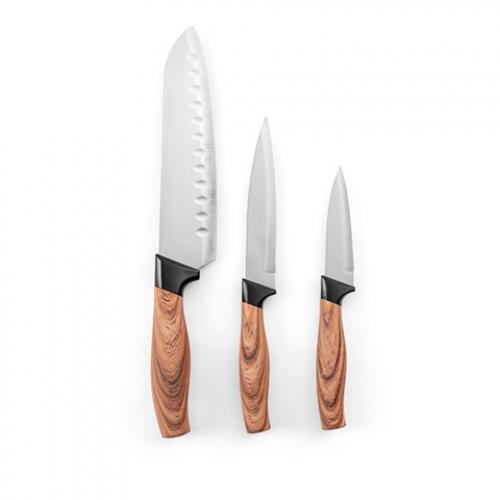 Set van 3 keukenmessen met roestvrijstalen lemmeten en ergonomische handgrepen Baharat