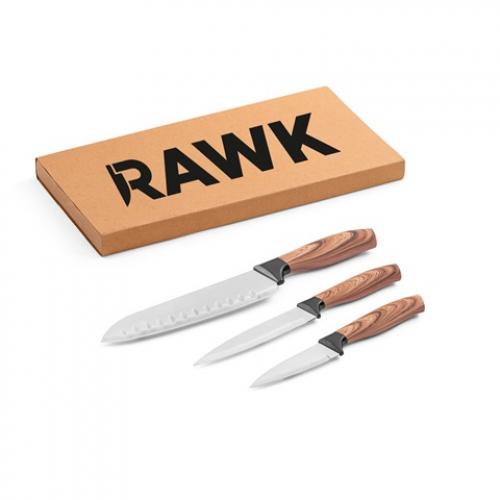 Set of 3 kitchen knives with stainless steel blades and ergonomic handles Baharat