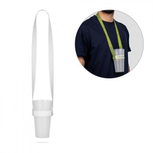 Sublimation lanyard in recycled polyester 100% rpet with elasticated sublimation cup holder Oxford