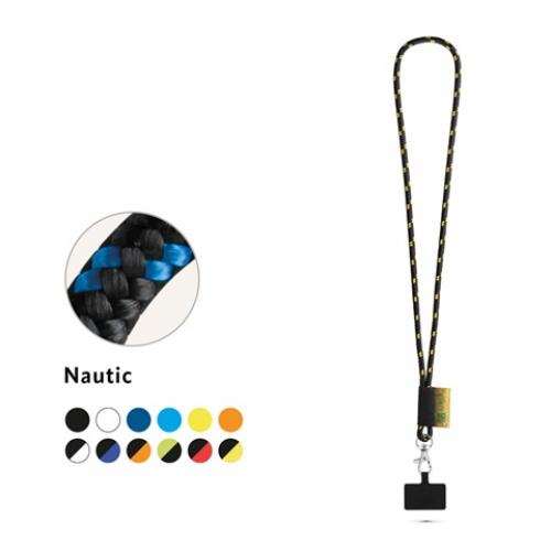 Set lanyard nautic lang ø 7 mm met 9 mm karabijnhaak en houder voor mobiele telefoon Stafford