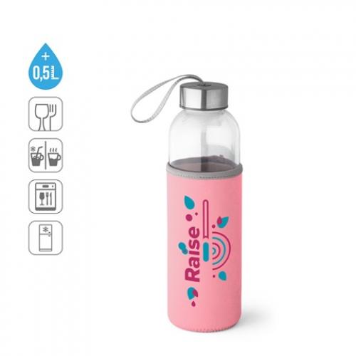 Sportfles glas en roestvrij staal 520 ml Raise