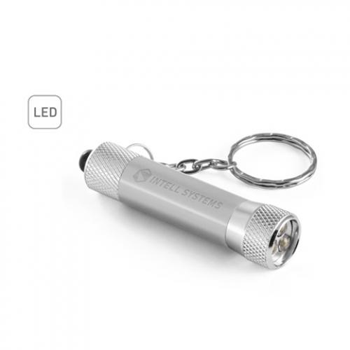 Aluminium keyring 92% recycled with 3light led torch Relergan