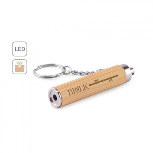 Bamboo and abs key ring with led torch Rachel
