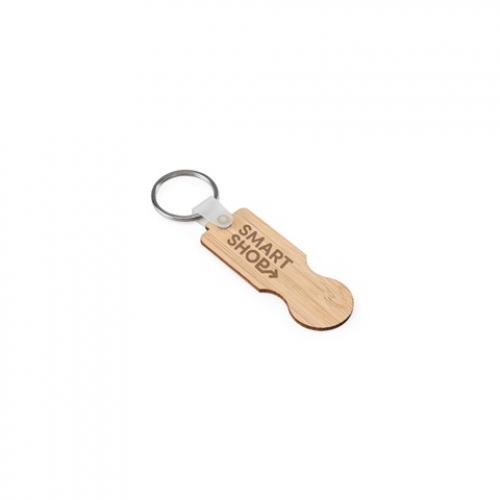 Bamboo key ring with coinshaped end Shopz