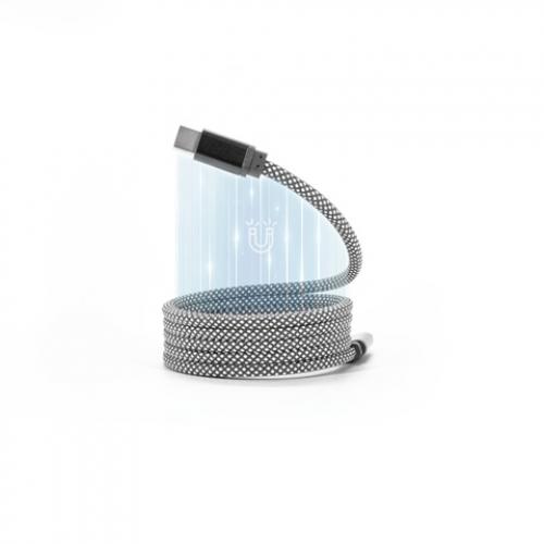 Usbcnaarusbckabel met een gevlochten polyestersnoer 60 w en een magnetisch systeem om de kabel gemakkelijk op te rollen Nadella