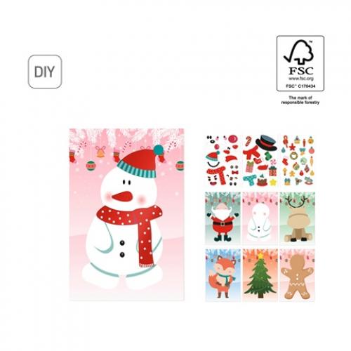 Set van zes bladen met kerstfiguren en 3 bladen stickers Glimn