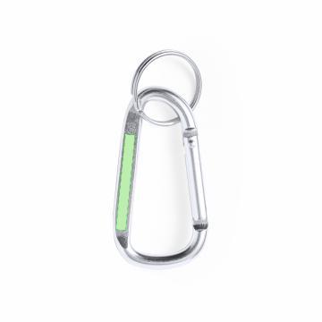 In the flat part of the carabiner
