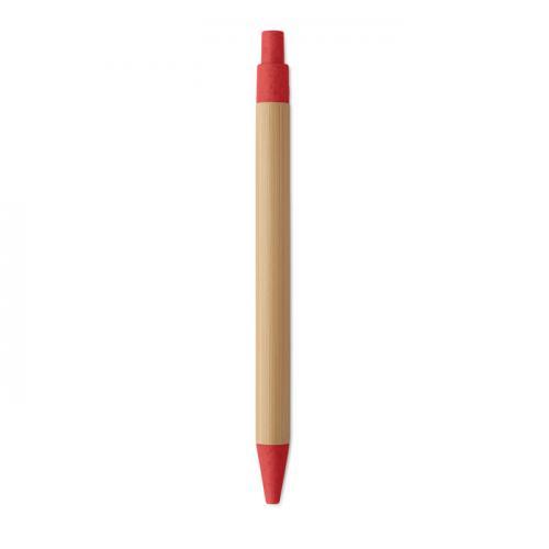Bamboe balpen met drukknop Itea colour