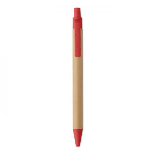 Bamboe balpen met drukknop Itea colour