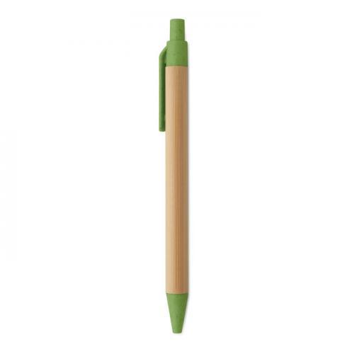 Bamboe balpen met drukknop Itea colour