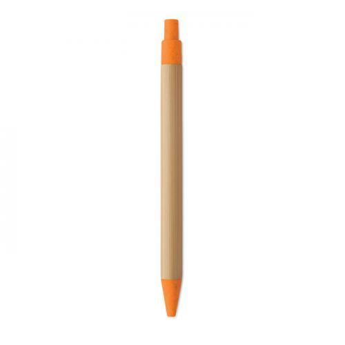 Bamboe balpen met drukknop Itea colour