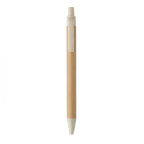 Bamboe balpen met drukknop Itea colour
