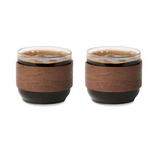 Koffieglazen set walnoot greep Bogota set