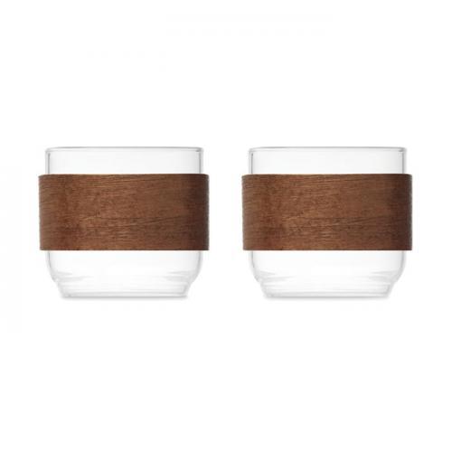 Koffieglazen set walnoot greep Bogota set