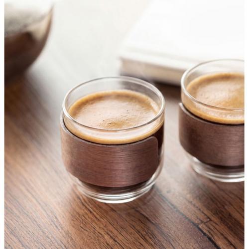 Koffieglazen set walnoot greep Bogota set